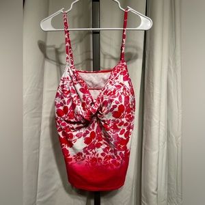 Tropical Red Floral Mix Bra Tankini Top